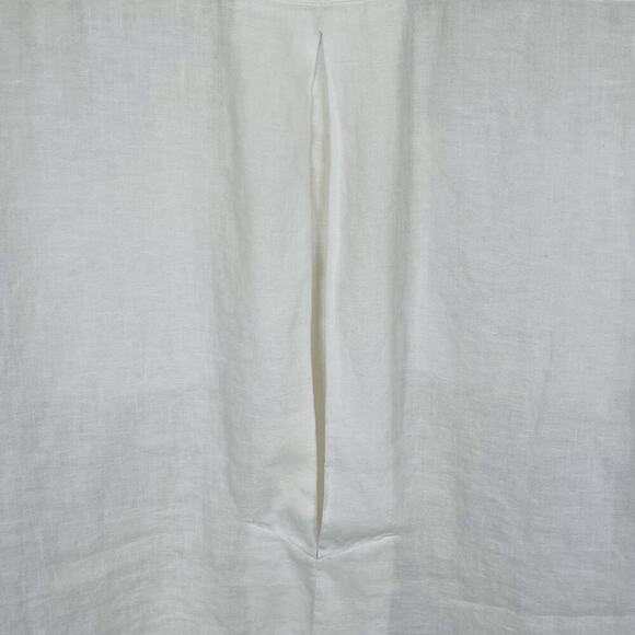 Lauren Alexandra 100% Linen Top Size 10 White Classic Button Up Boxy Beach - Picture 8 of 8